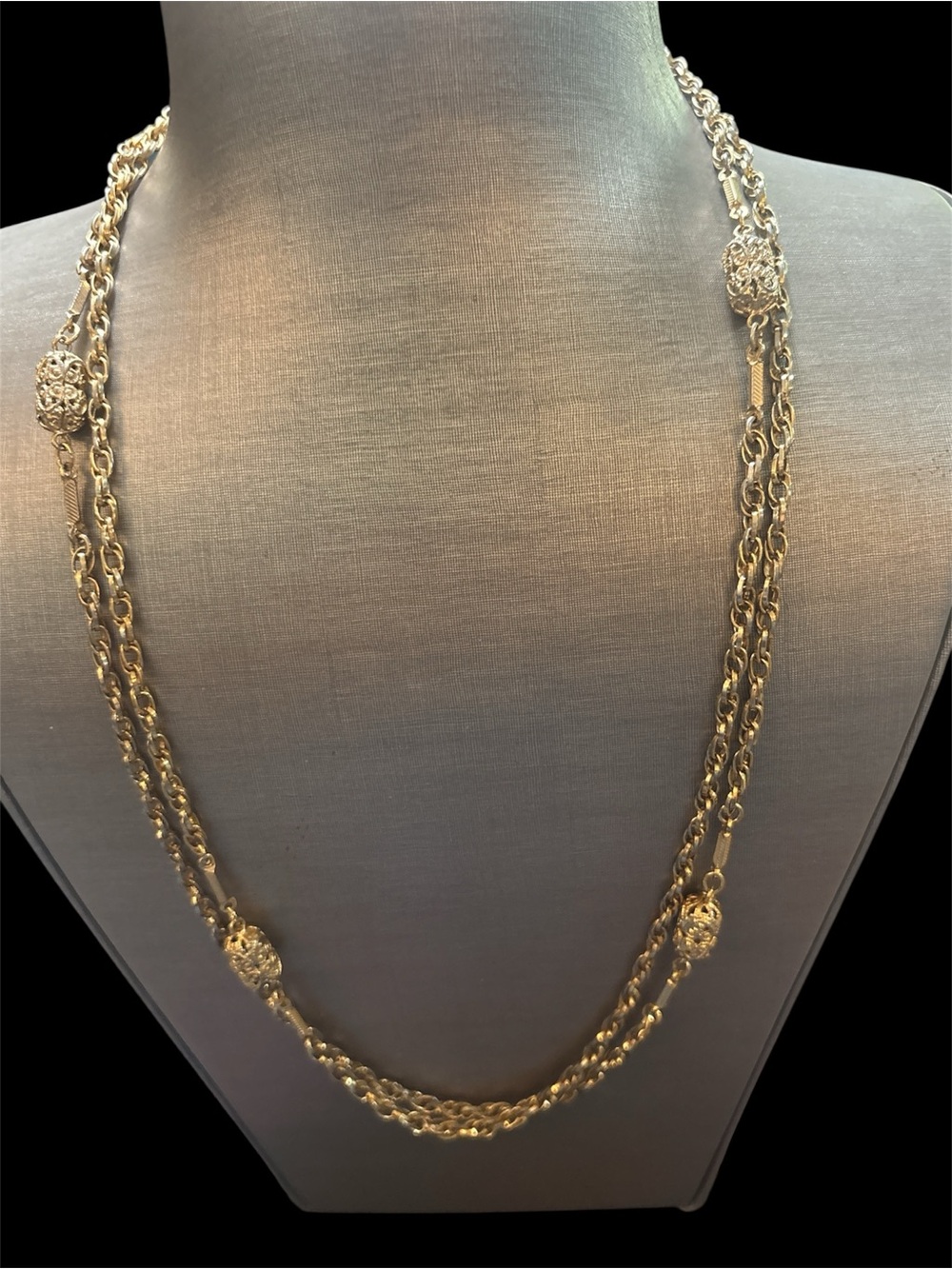 Sarah Coventry Classic 1970 Multi-Strand Filigree Station Necklace - Women